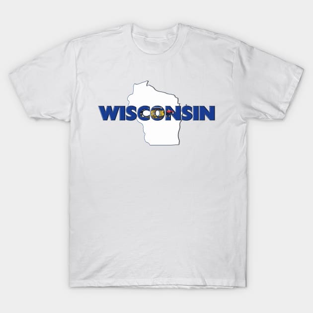 Wisconsin Colored State Letters T-Shirt by m2inspiration
